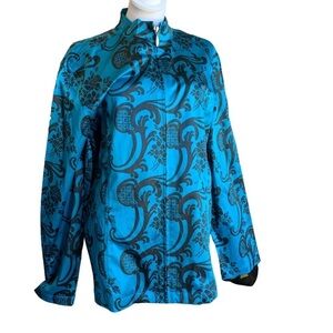ADDITIONS by Chico women's size 3 Large Light weight paisley Jacket, blue